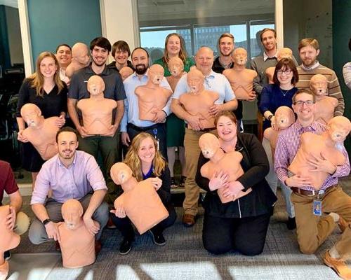 First aid training in the Atlanta office